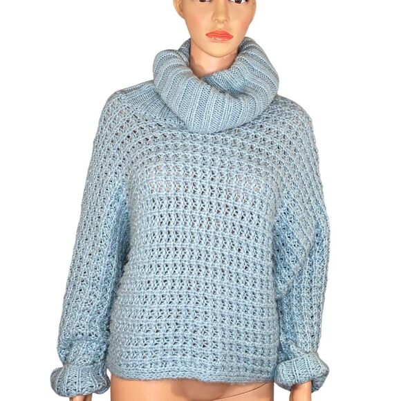 Express Chunky Open Knit Sweater Womens Size Small Oversized Cowl Neck Soft Cozy - Picture 1 of 5